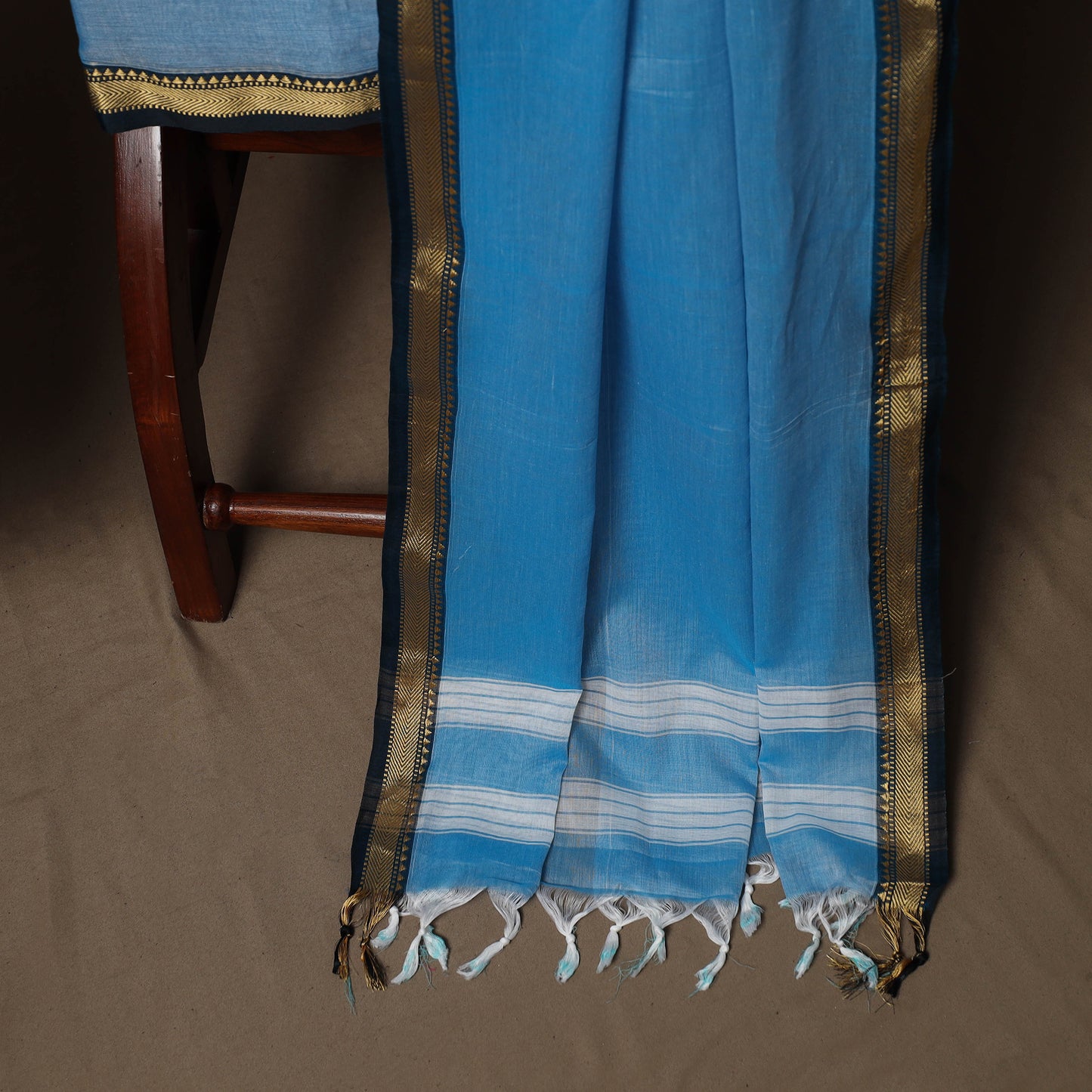 Dharwad Mercerised Cotton 3pc Unstitched Dress Material Suit Set with Woven Border 20