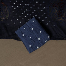 Kutch Bandhani Cotton Unstitched Dress Material: Kurta, Bottom & Crosia Work Dupatta 56