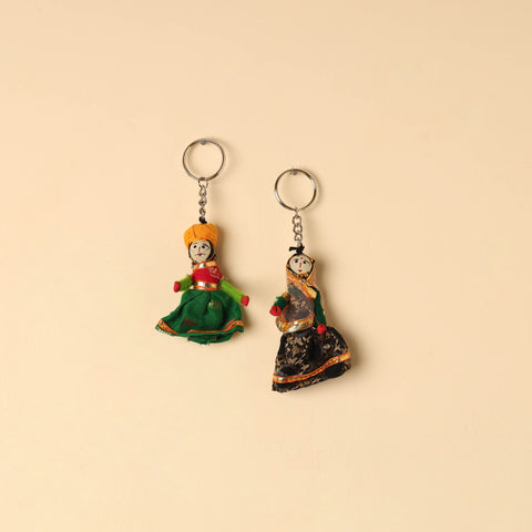 Rajasthani Puppet Couple Handmade Keychain (Set of 2) 44