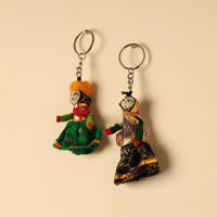 Rajasthani Puppet Couple Handmade Keychain (Set of 2) 44