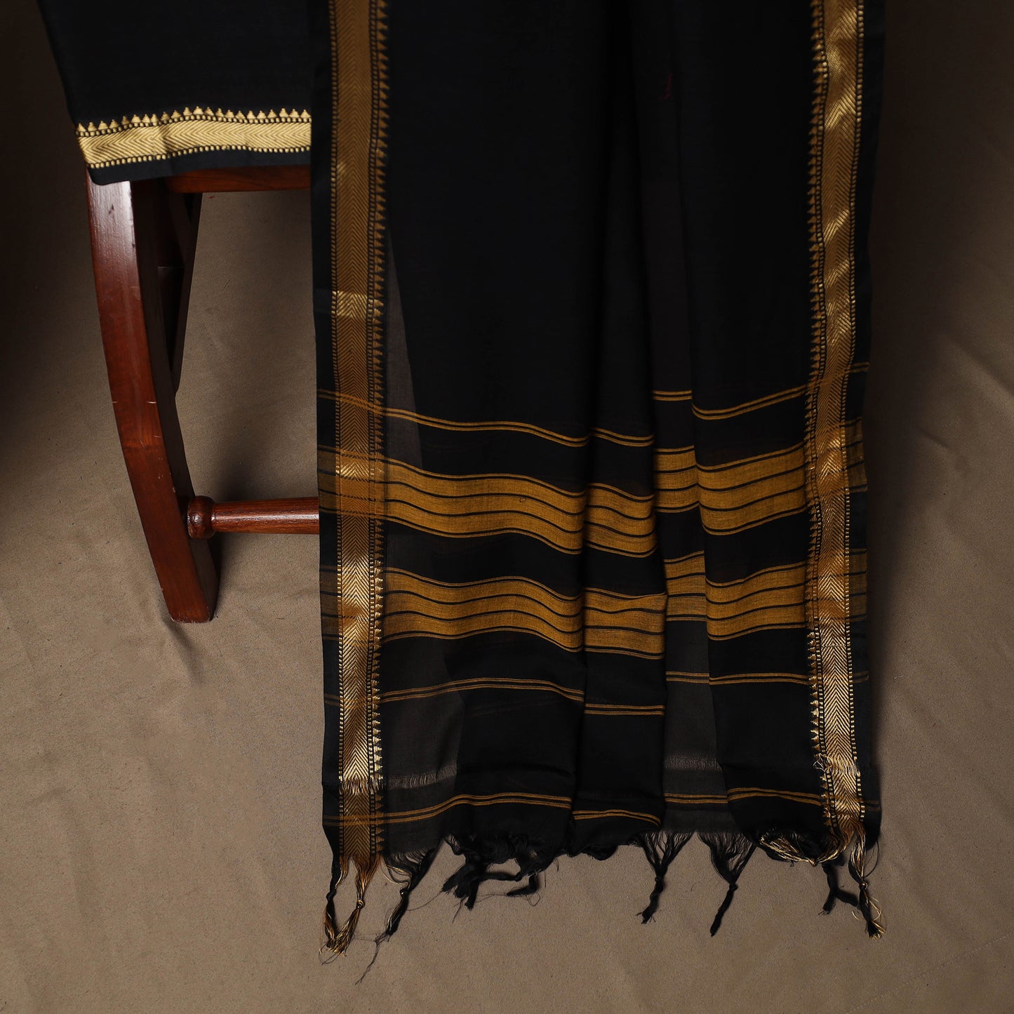 Dharwad Mercerised Cotton 3pc Unstitched Dress Material Suit Set with Woven Border 21