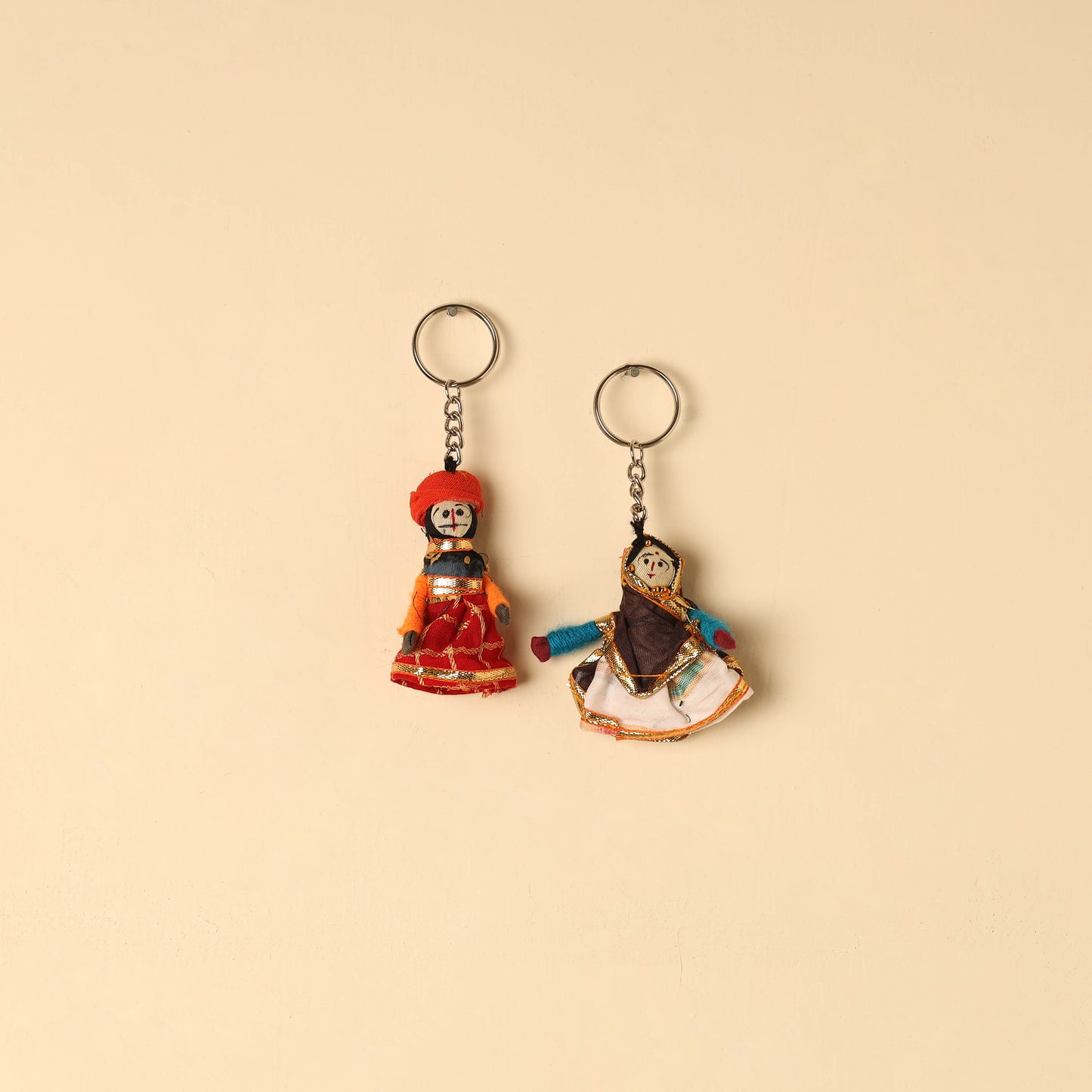 Rajasthani Puppet Couple Handmade Keychain (Set of 2) 45