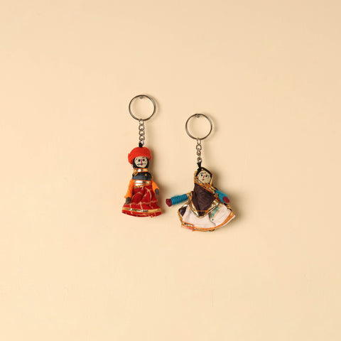 Rajasthani Puppet Couple Handmade Keychain (Set of 2) 45