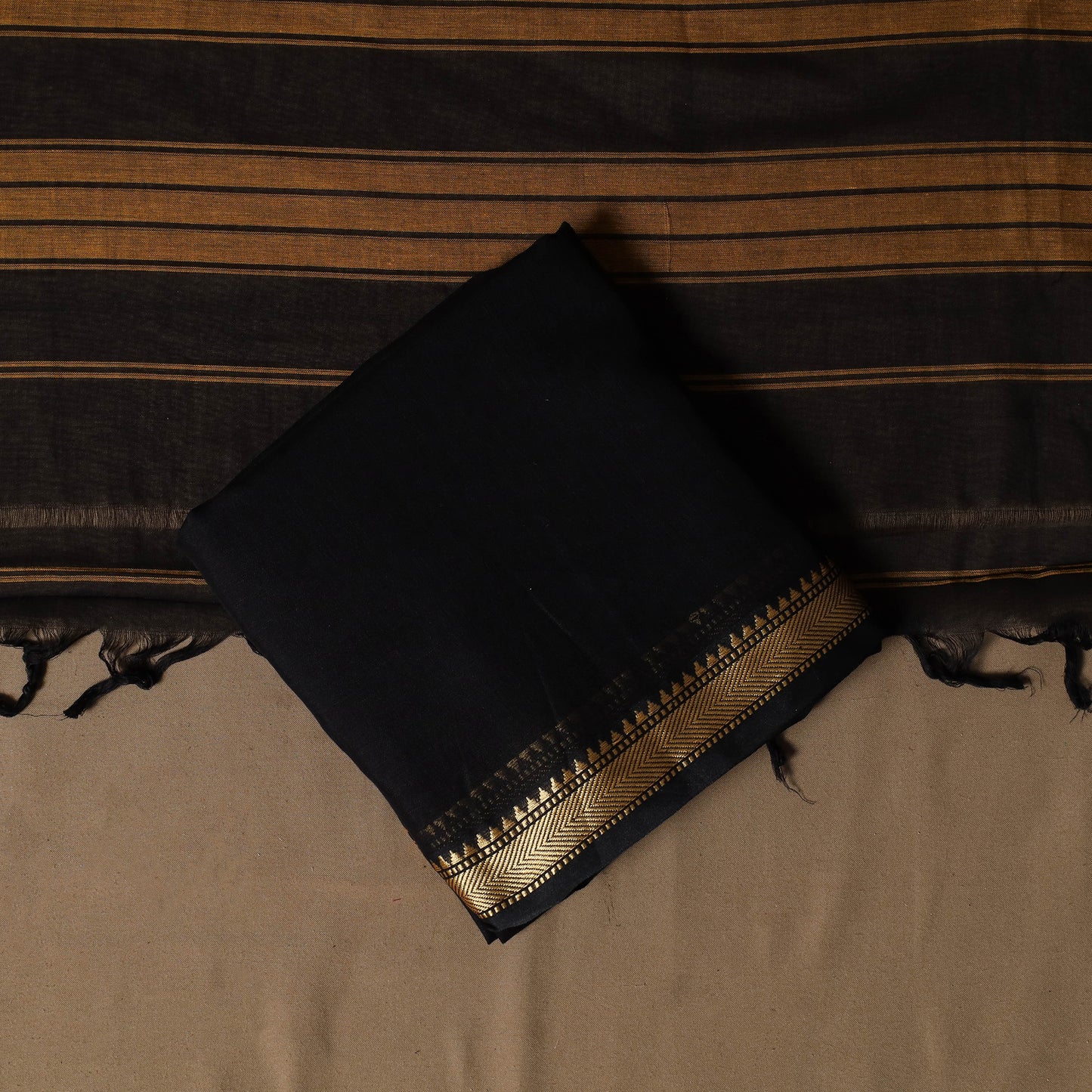 Dharwad Mercerised Cotton 3pc Unstitched Dress Material Suit Set with Woven Border 21