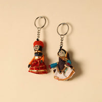 Rajasthani Puppet Couple Handmade Keychain (Set of 2) 45