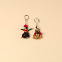 Rajasthani Puppet Couple Handmade Keychain (Set of 2) 46