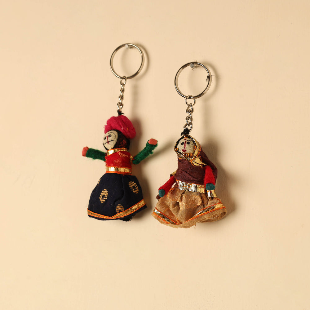 Rajasthani Puppet Couple Handmade Keychain (Set of 2) 46