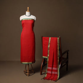 Dharwad Mercerised Cotton 3pc Unstitched Dress Material Suit Set with Woven Border 22