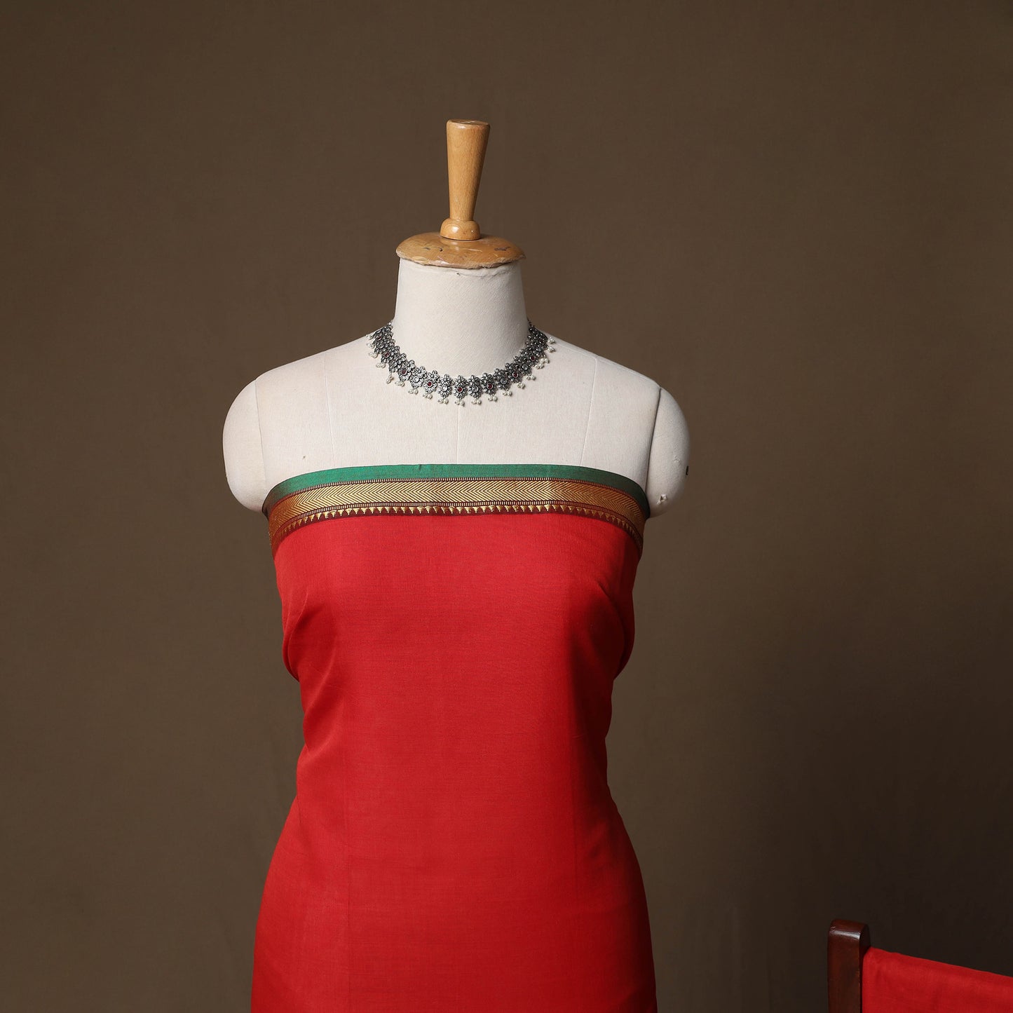 Dharwad Mercerised Cotton 3pc Unstitched Dress Material Suit Set with Woven Border 22