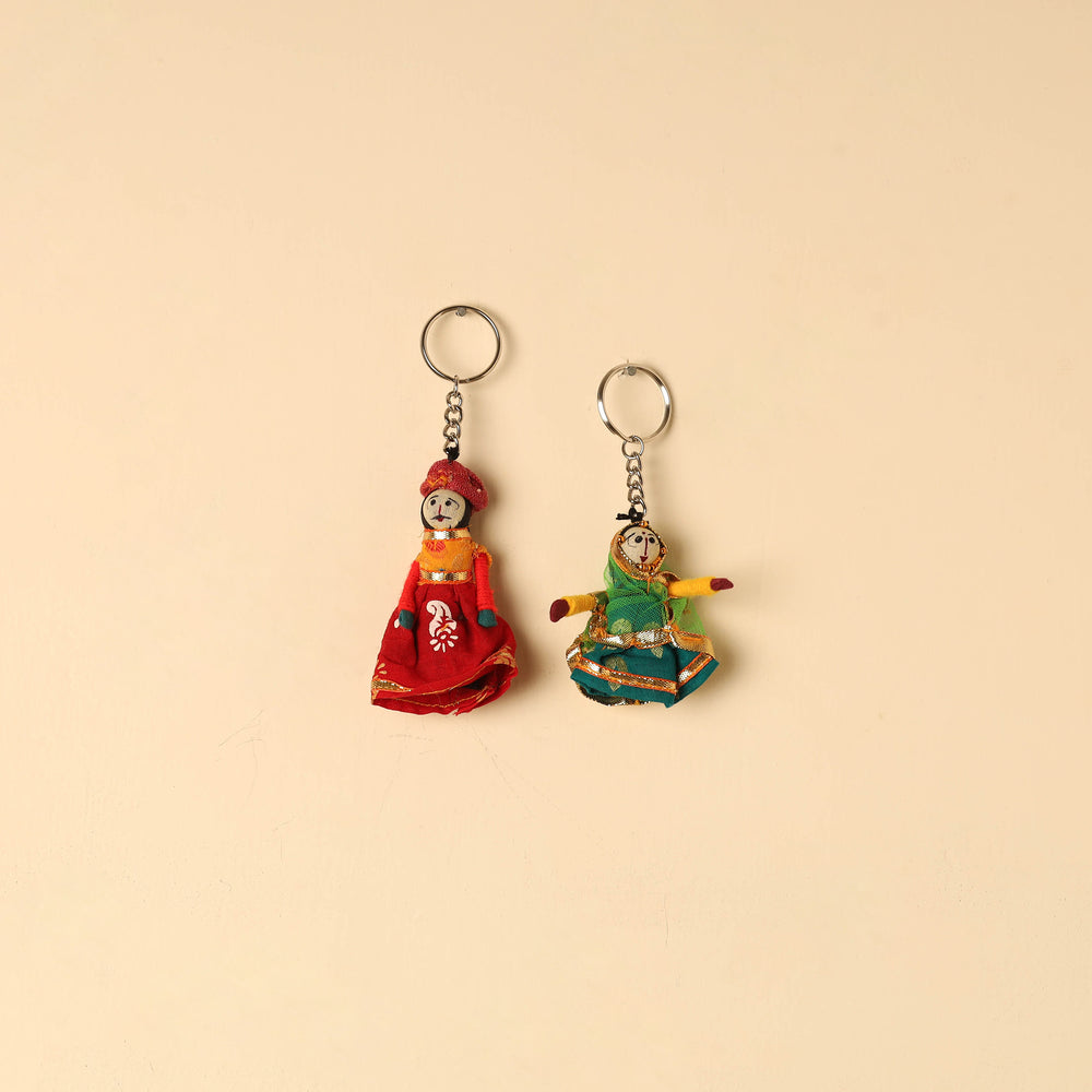 Rajasthani Puppet Couple Handmade Keychain (Set of 2) 47