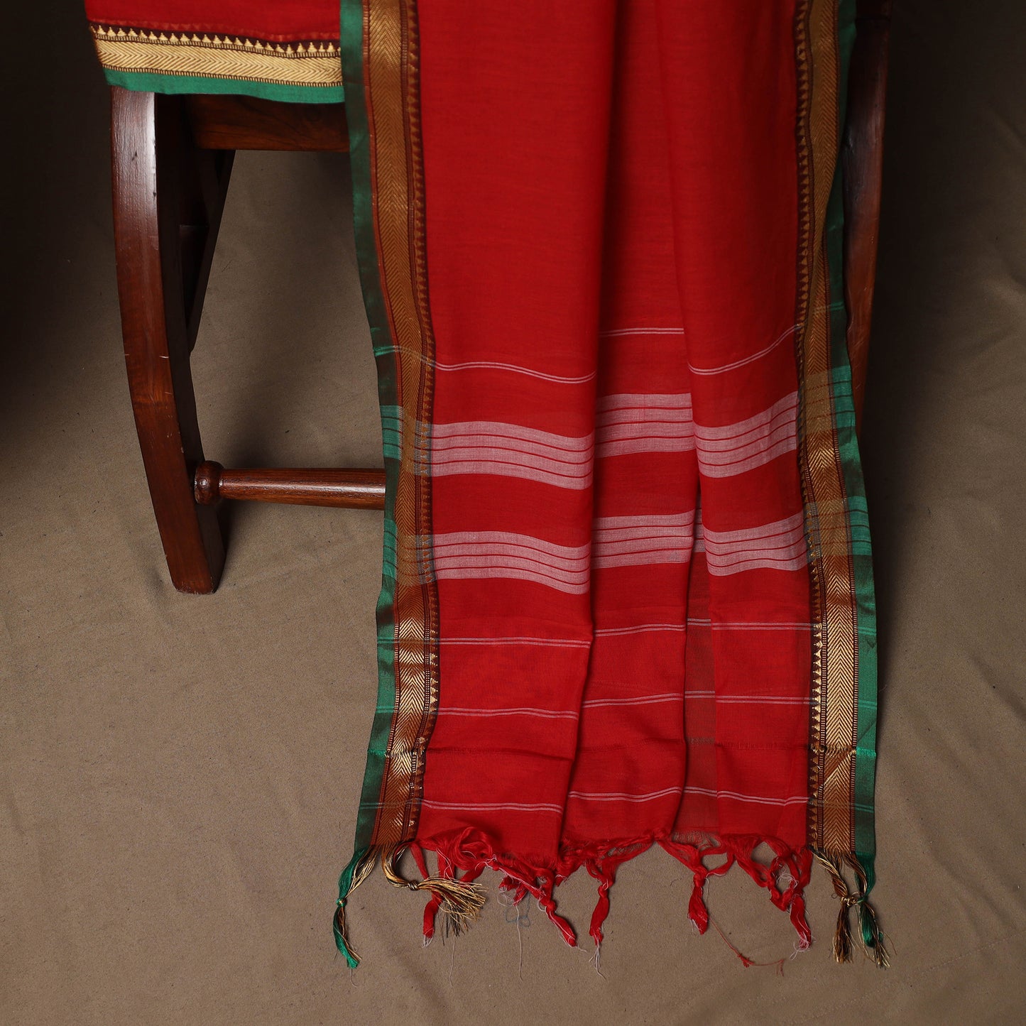 Dharwad Mercerised Cotton 3pc Unstitched Dress Material Suit Set with Woven Border 22