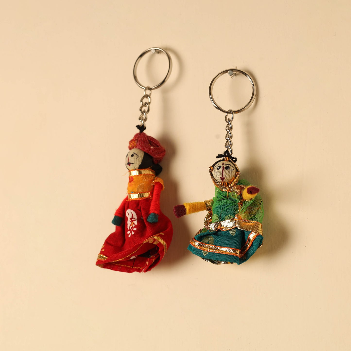 Rajasthani Puppet Couple Handmade Keychain (Set of 2) 47