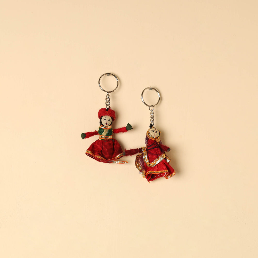 Rajasthani Puppet Couple Handmade Keychain (Set of 2) 48