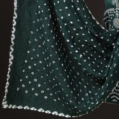 Green - 3pc Kutch Bandhani Tie-Dye Satin Cotton Suit Material Set 05
