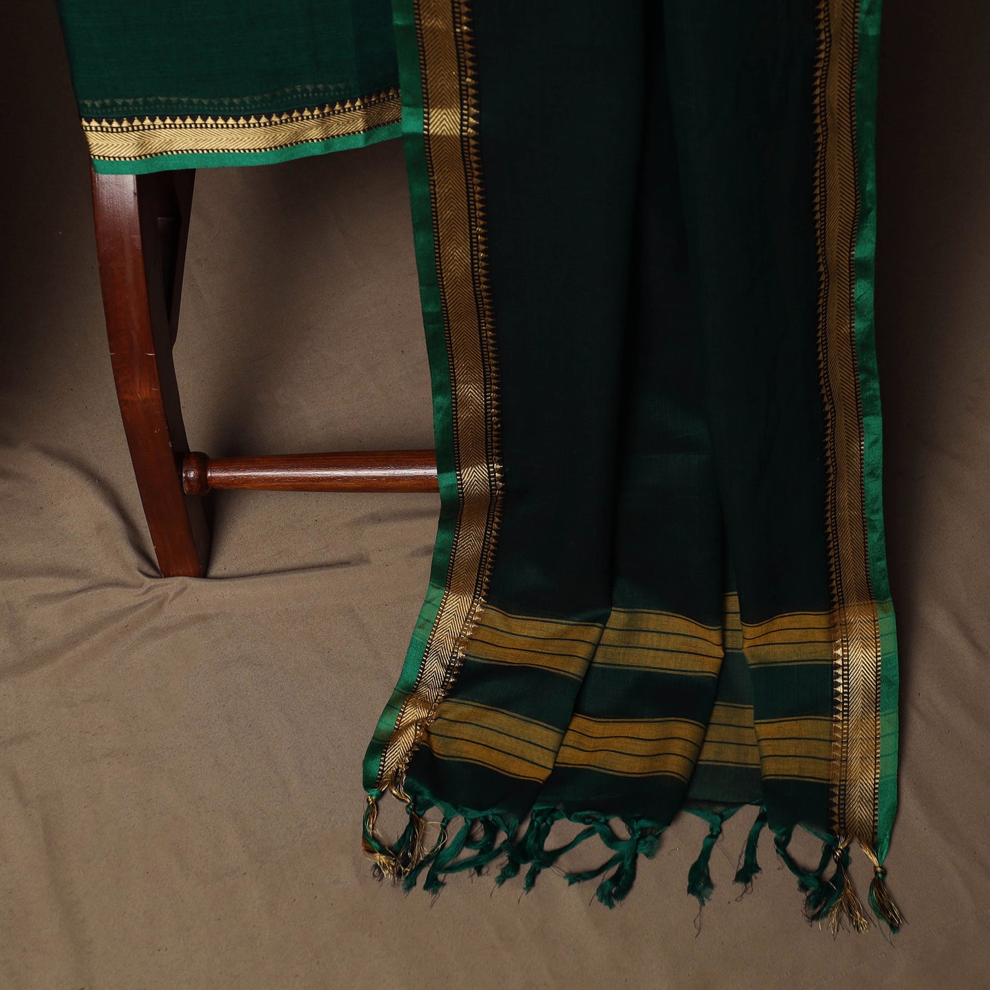 Dharwad Mercerised Cotton 3pc Unstitched Dress Material Suit Set with Woven Border 23
