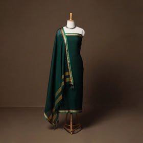 Dharwad Mercerised Cotton 3pc Unstitched Dress Material Suit Set with Woven Border 23