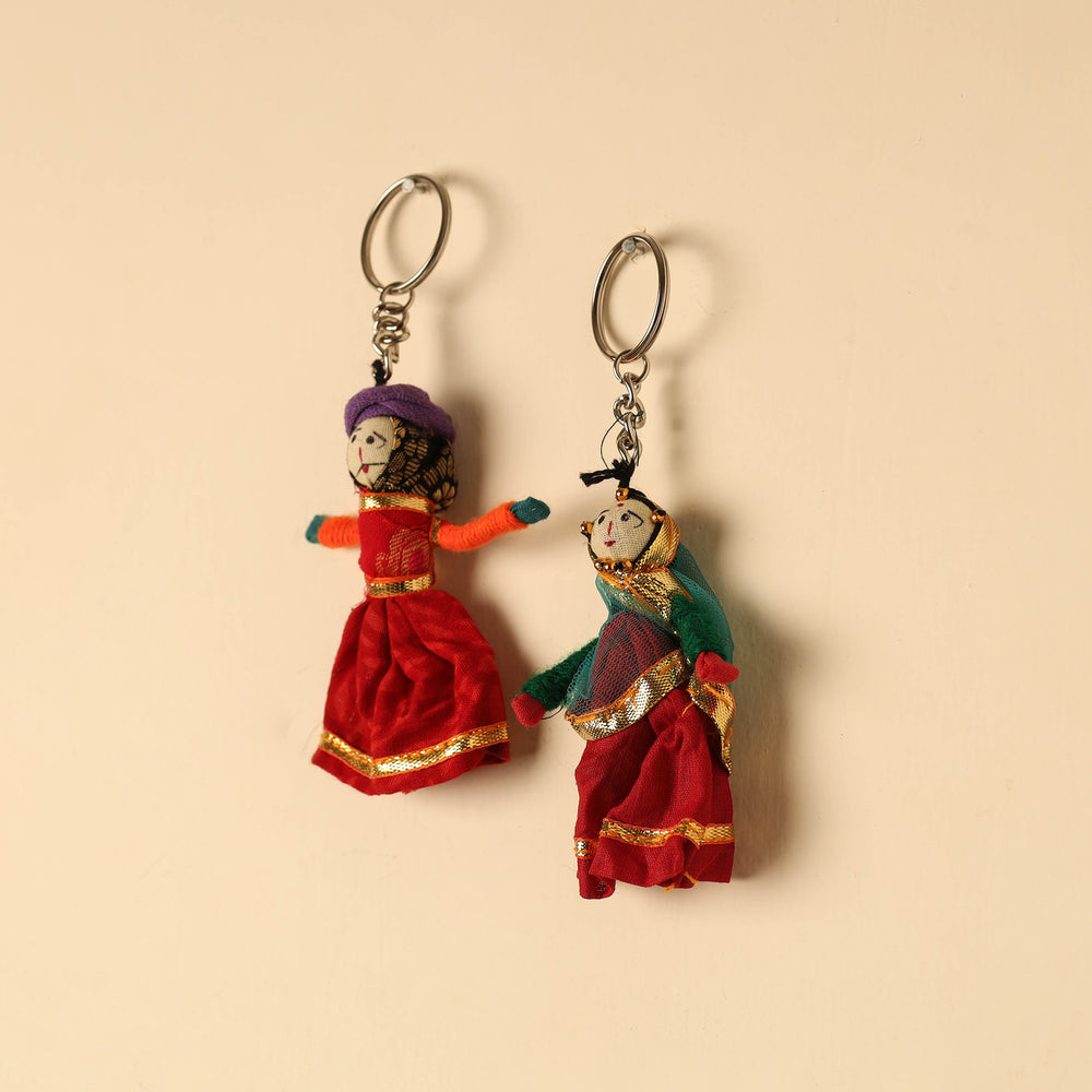 Rajasthani Puppet Couple Handmade Keychain (Set of 2) 49