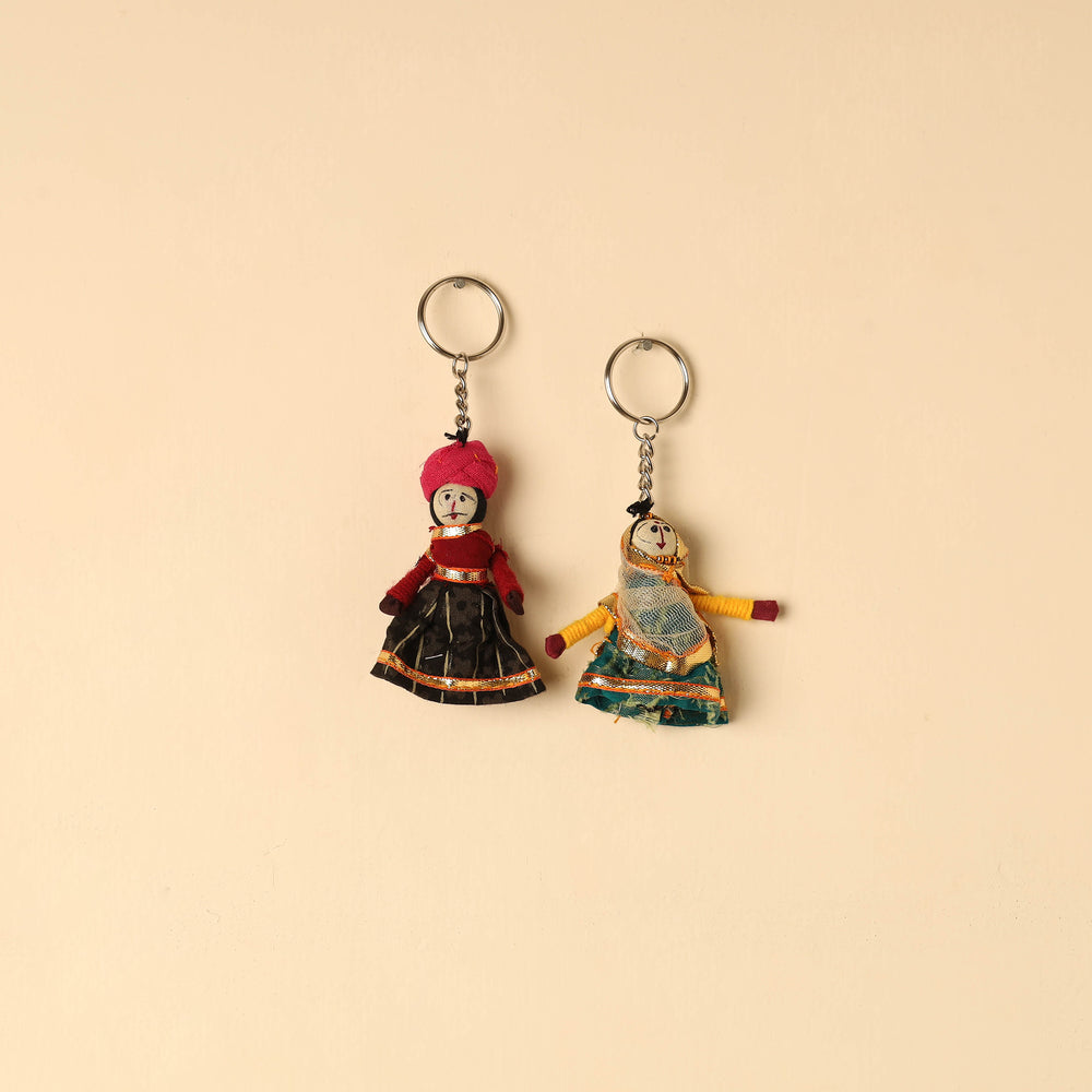 Rajasthani Puppet Couple Handmade Keychain (Set of 2) 50