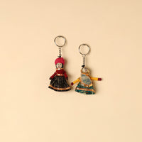 Rajasthani Puppet Couple Handmade Keychain (Set of 2) 50