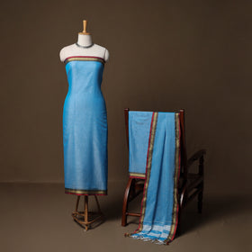 Dharwad Mercerised Cotton 3pc Unstitched Dress Material Suit Set with Woven Border 24