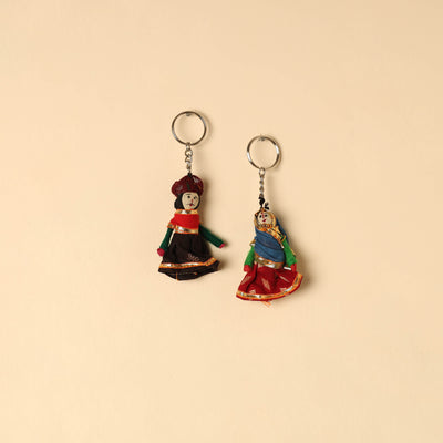 Rajasthani Puppet Couple Handmade Keychain (Set of 2) 51