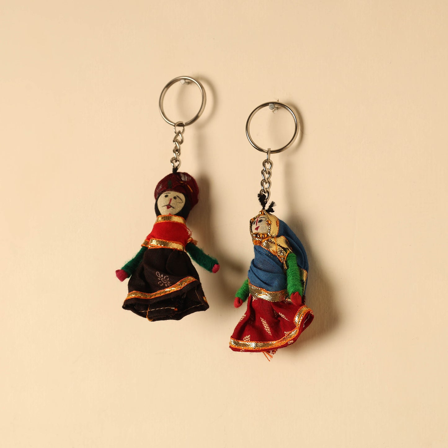 Rajasthani Puppet Couple Handmade Keychain (Set of 2) 51