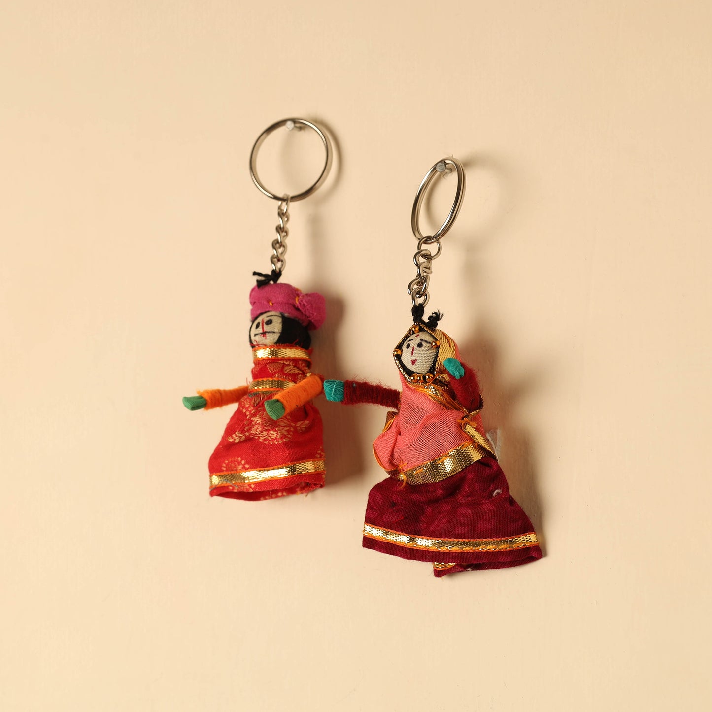 Rajasthani Puppet Couple Handmade Keychain (Set of 2) 52