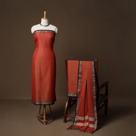 Dharwad Mercerised Cotton 3pc Unstitched Dress Material Suit Set with Woven Border 38