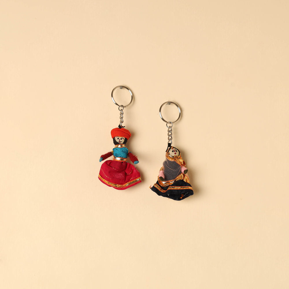 Rajasthani Puppet Couple Handmade Keychain (Set of 2) 53