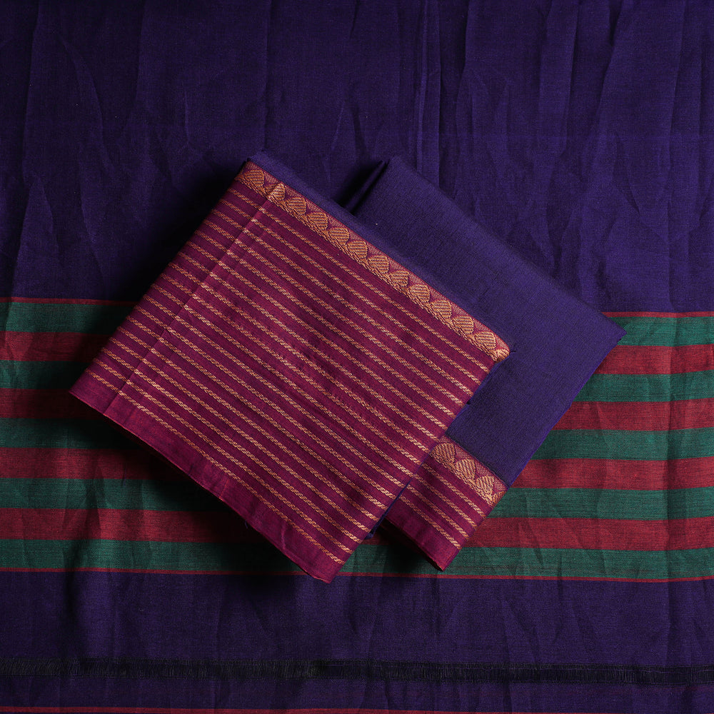 Purple - 3pc Traditional Cotton Dharwad Dress Material 104