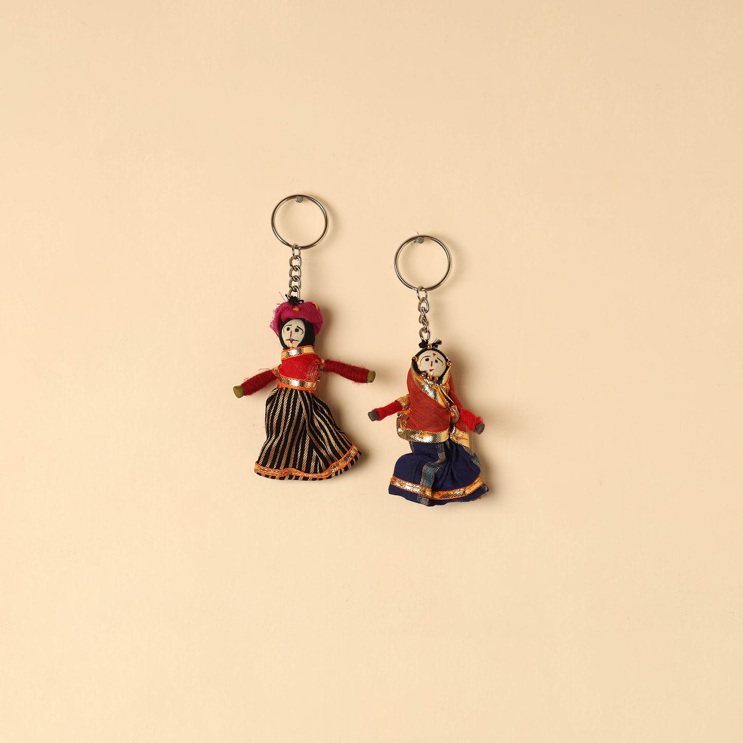 Rajasthani Puppet Couple Handmade Keychain (Set of 2) 55