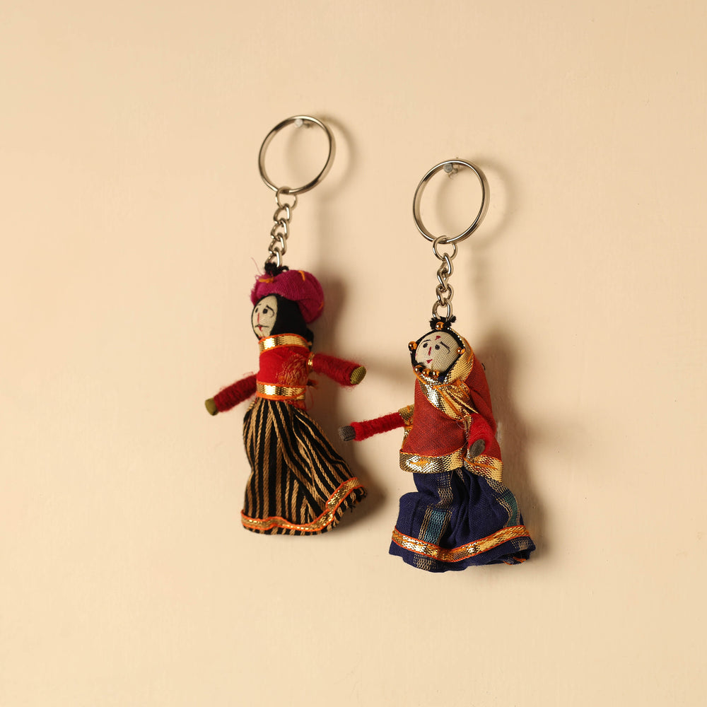 Rajasthani Puppet Couple Handmade Keychain (Set of 2) 55