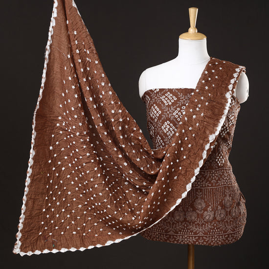 3pc Kutch Bandhani Tie-Dye Satin Cotton Suit Material Set 10