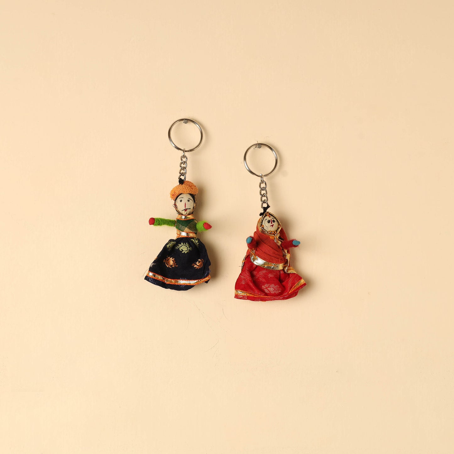 Rajasthani Puppet Couple Handmade Keychain (Set of 2) 57