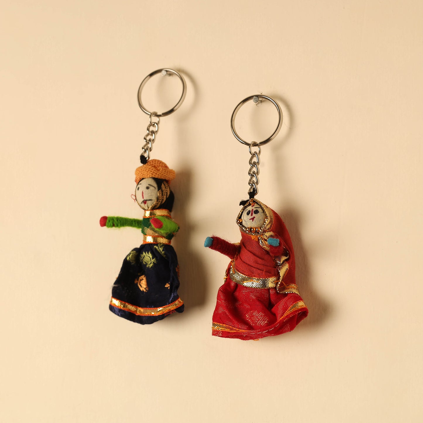 Rajasthani Puppet Couple Handmade Keychain (Set of 2) 57