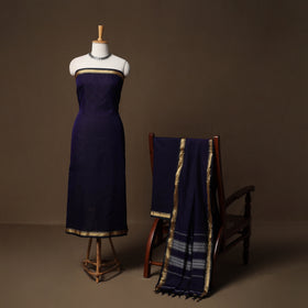 Dharwad Mercerised Cotton 3pc Unstitched Dress Material Suit Set with Woven Border 26