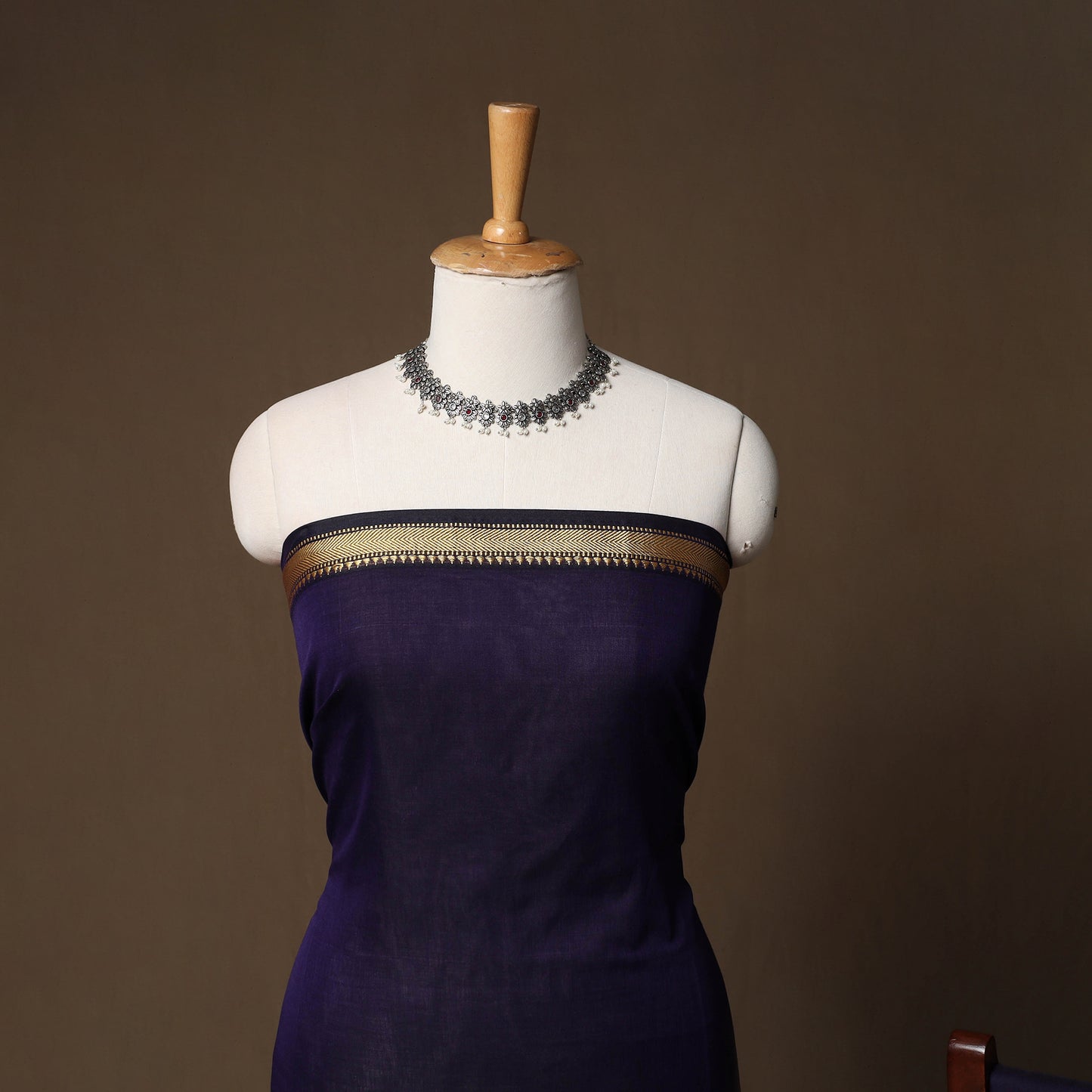 Dharwad Mercerised Cotton 3pc Unstitched Dress Material Suit Set with Woven Border 26