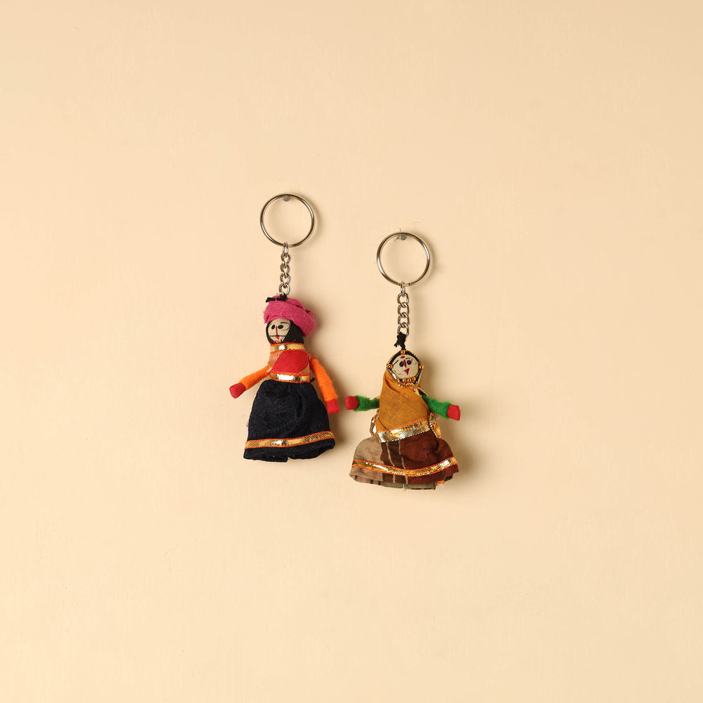 Rajasthani Puppet Couple Handmade Keychain (Set of 2) 59