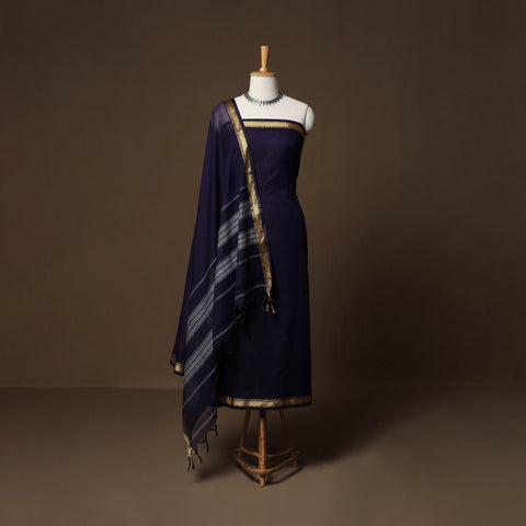 Dharwad Mercerised Cotton 3pc Unstitched Dress Material Suit Set with Woven Border 26