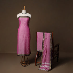 Dharwad Mercerised Cotton 3pc Unstitched Dress Material Suit Set with Woven Border 27