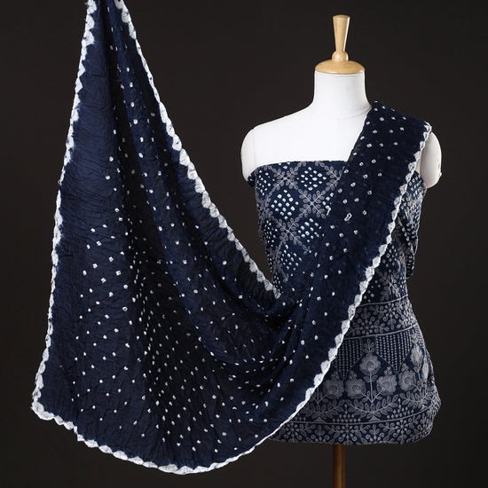 3pc Kutch Bandhani Tie-Dye Satin Cotton Suit Material Set 13