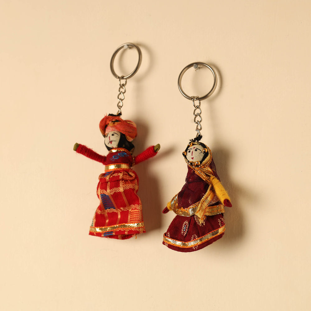 Rajasthani Puppet Couple Handmade Keychain (Set of 2) 60