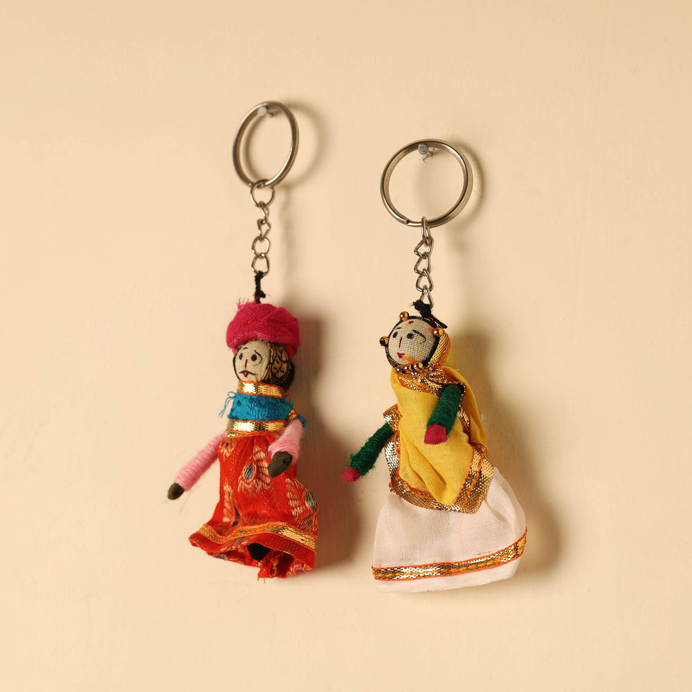 Rajasthani Puppet Couple Handmade Keychain (Set of 2) 61