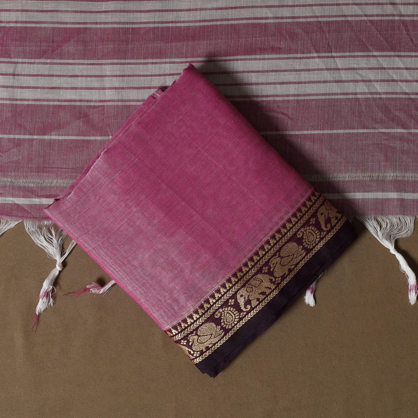 Dharwad Mercerised Cotton 3pc Unstitched Dress Material Suit Set with Woven Border 27