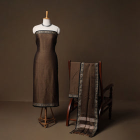 Dharwad Mercerised Cotton 3pc Unstitched Dress Material Suit Set with Woven Border 28