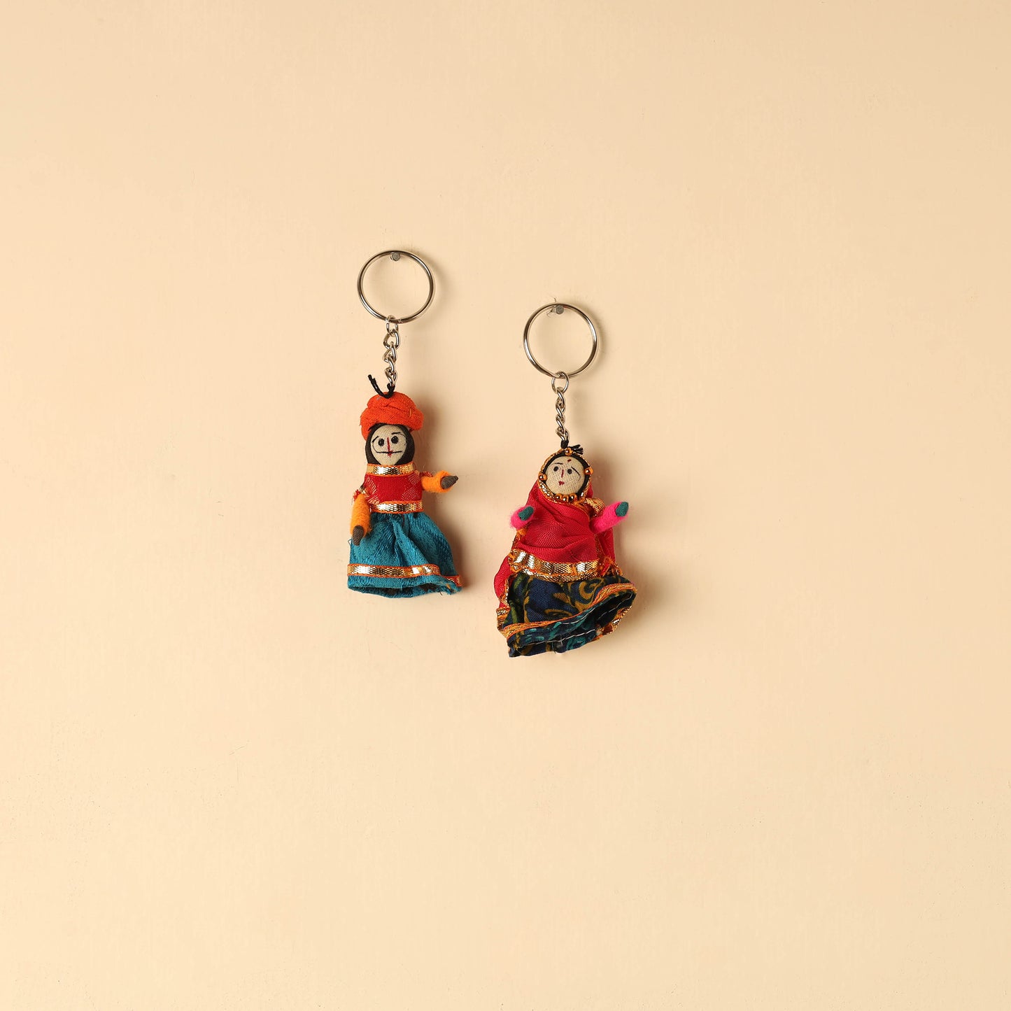 Rajasthani Puppet Couple Handmade Keychain (Set of 2) 63