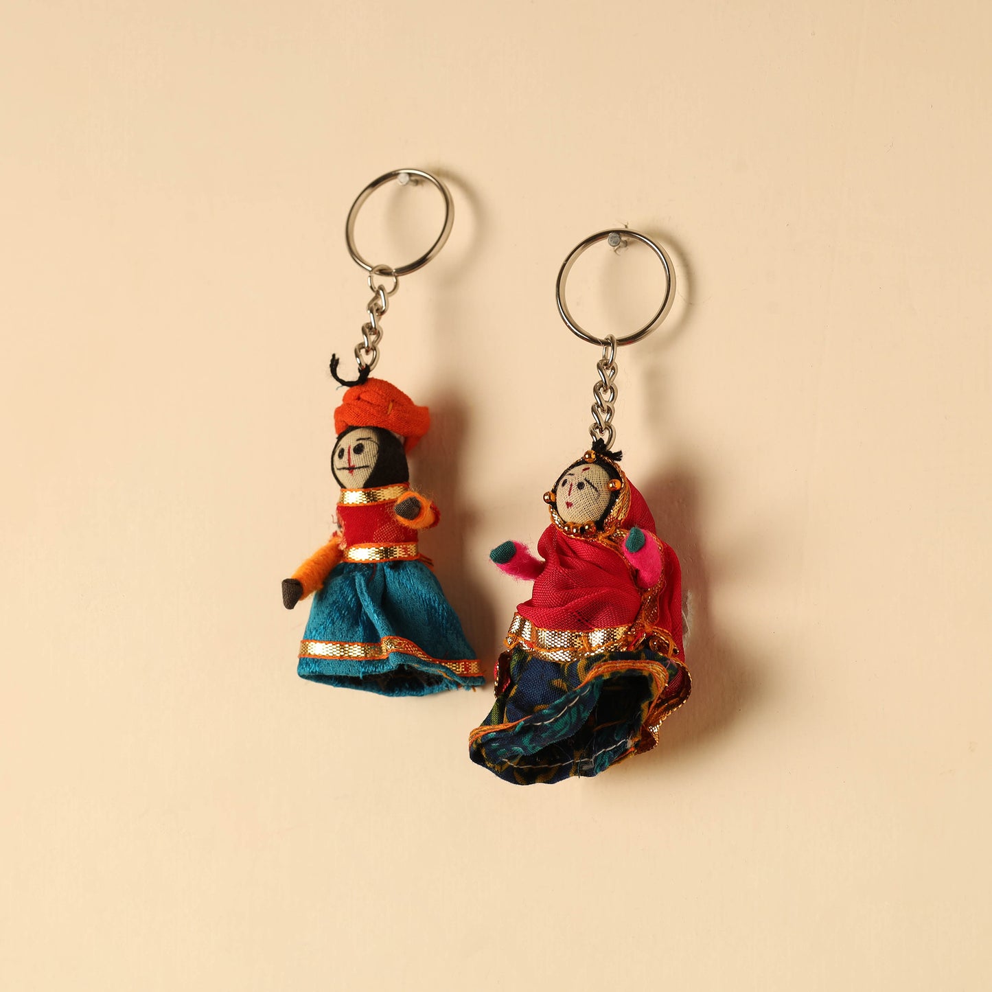 Rajasthani Puppet Couple Handmade Keychain (Set of 2) 63