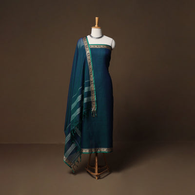Dharwad Mercerised Cotton 3pc Unstitched Dress Material Suit Set with Woven Border 29