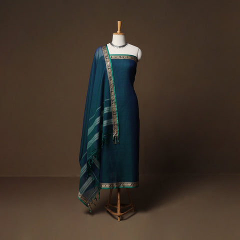 Dharwad Mercerised Cotton 3pc Unstitched Dress Material Suit Set with Woven Border 29