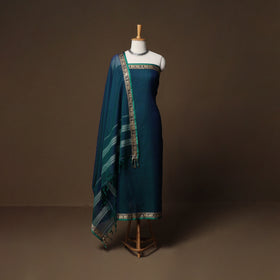 Dharwad Mercerised Cotton 3pc Unstitched Dress Material Suit Set with Woven Border 29